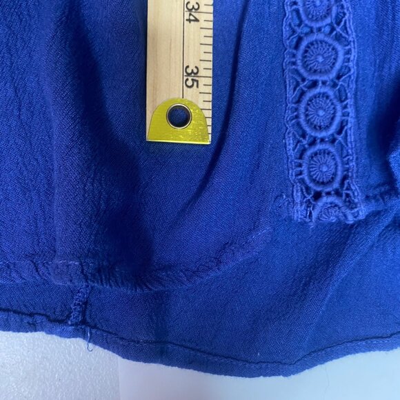 Ombre Blue Long-Sleeve Boho Tunic Dress With Crochet Details By Cute Options - Picture 7 of 8